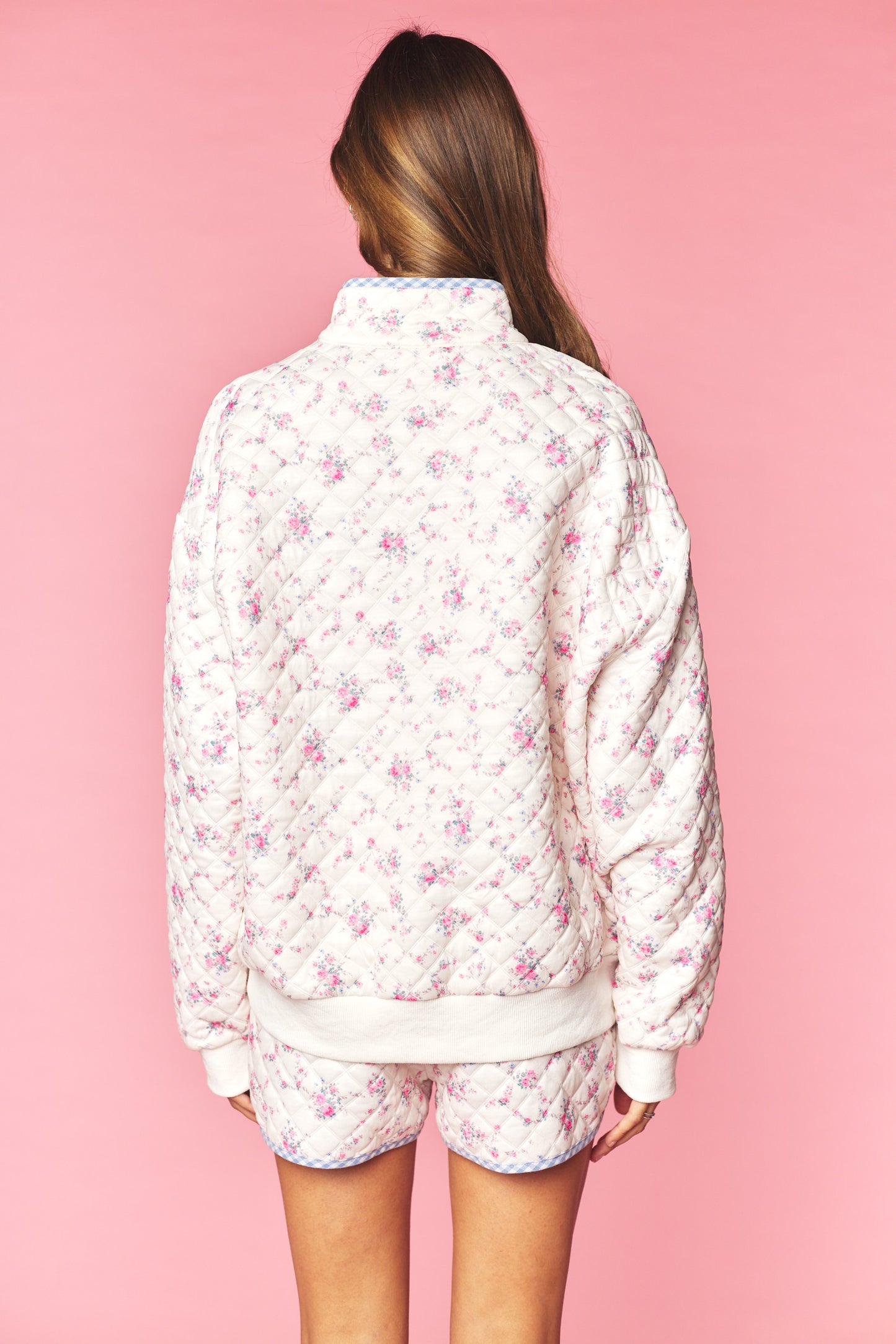 Floral Quilted Half-zip Lounge Set
