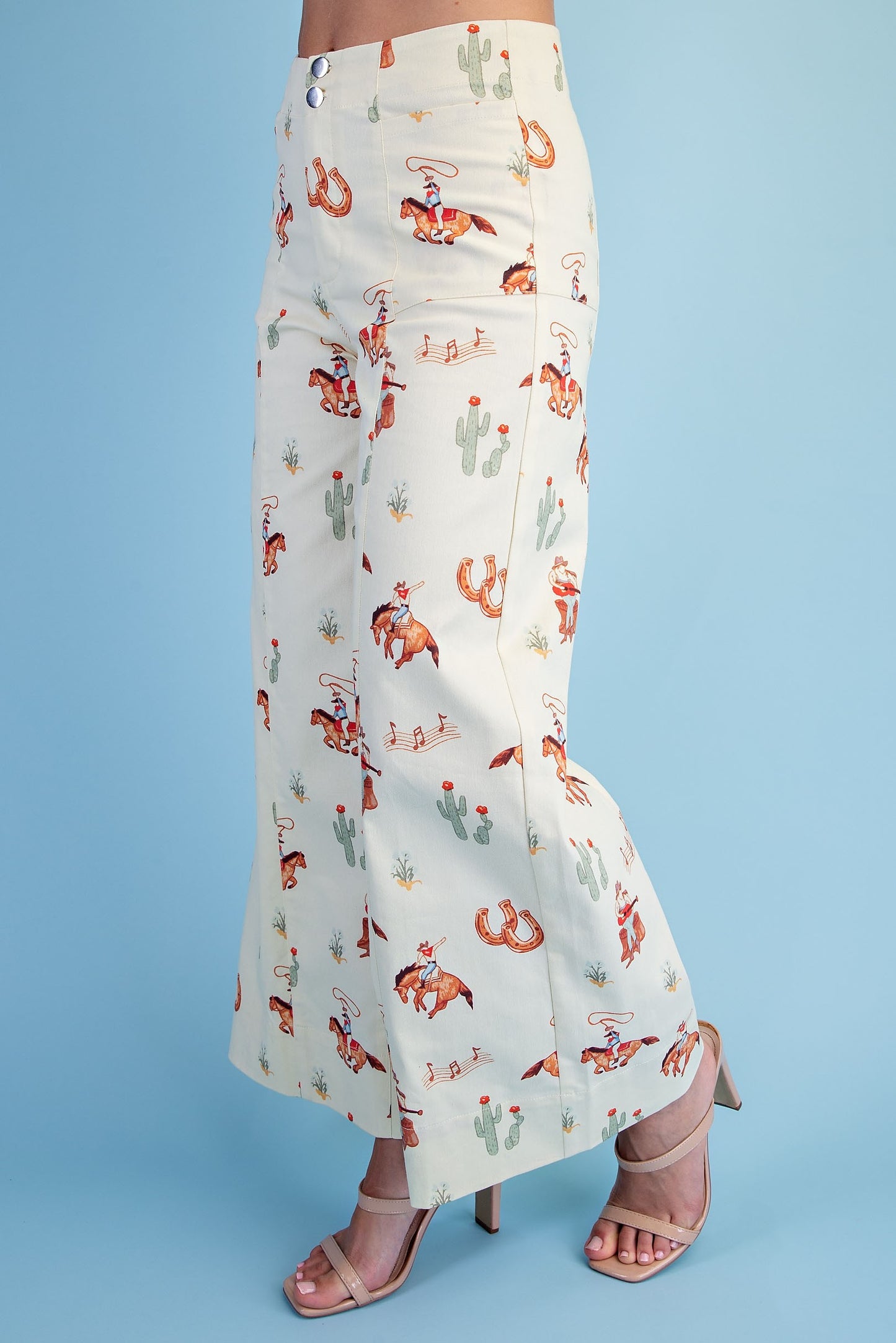 Cowboy Print Wide Leg Pants