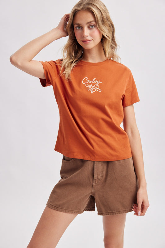 Rust Cowboy Hat & Rope Tee