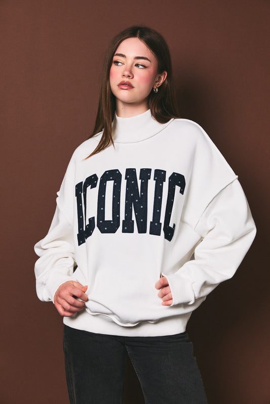 Iconic Mock Neck Oversized Sweatshirt
