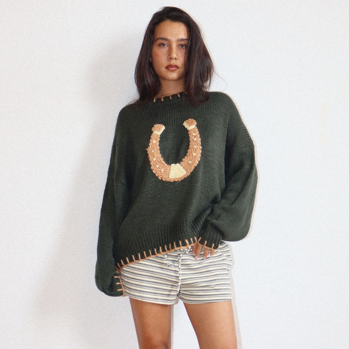 Horseshoe Stitched Oversized Sweater