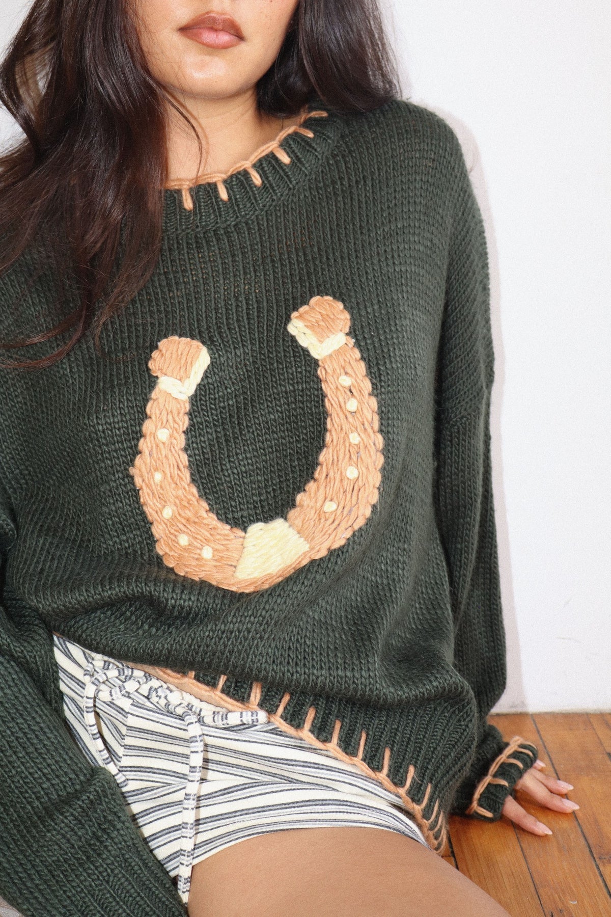 Horseshoe Stitched Oversized Sweater