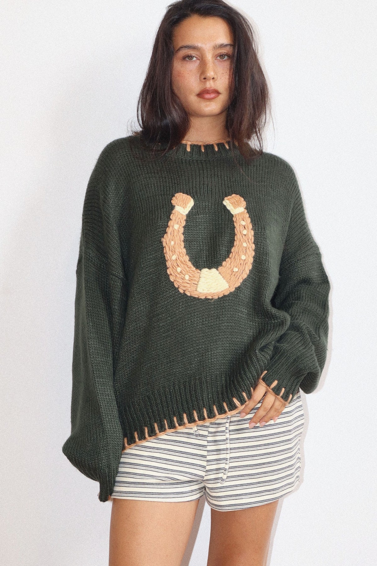Horseshoe Stitched Oversized Sweater