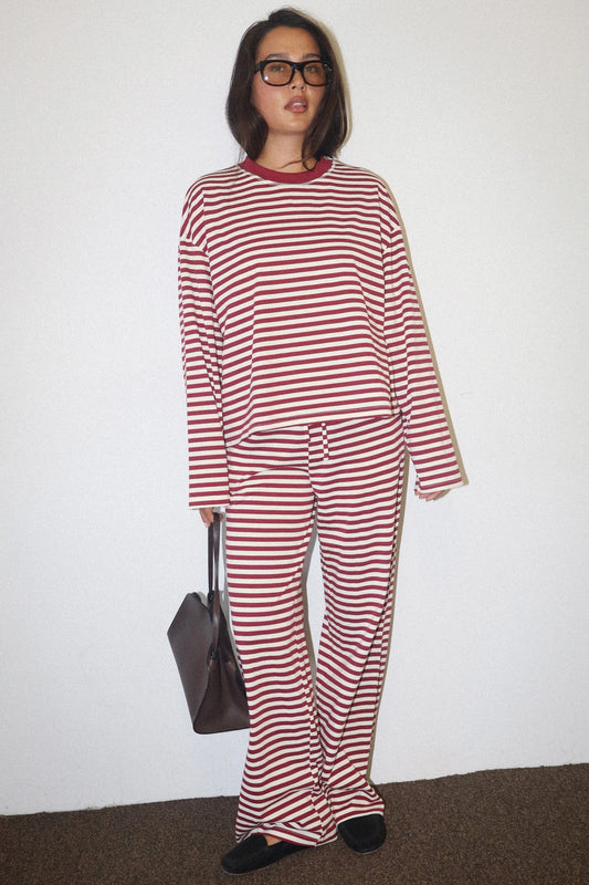 Red Striped Lounge Top & Pant Set
