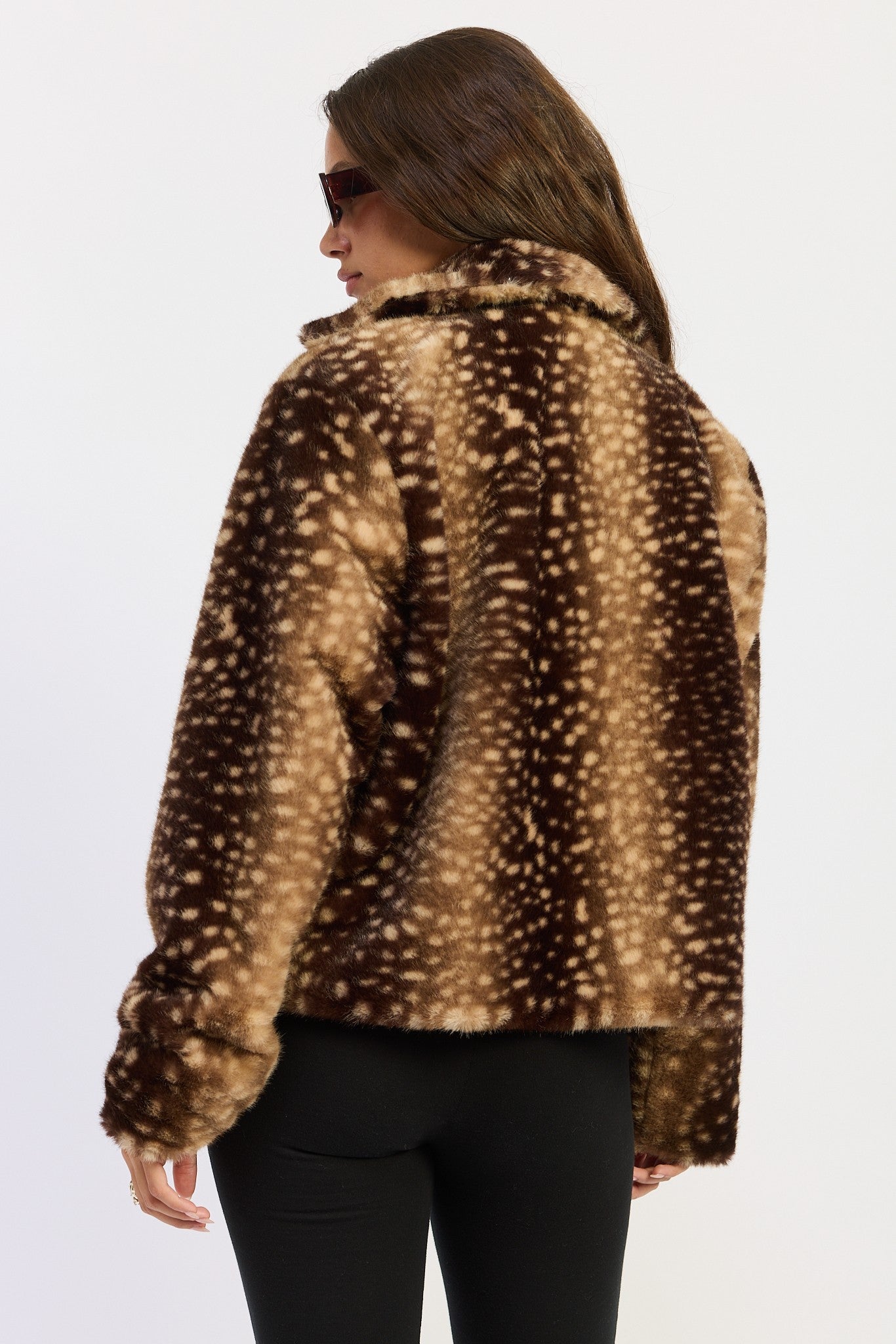 Fawn Print Faux Fur Jacket