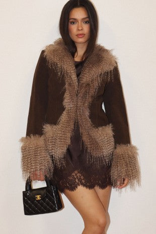 Faux Fur Trim Coat