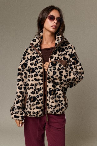 Emery Leopard Print Fleece Jacket