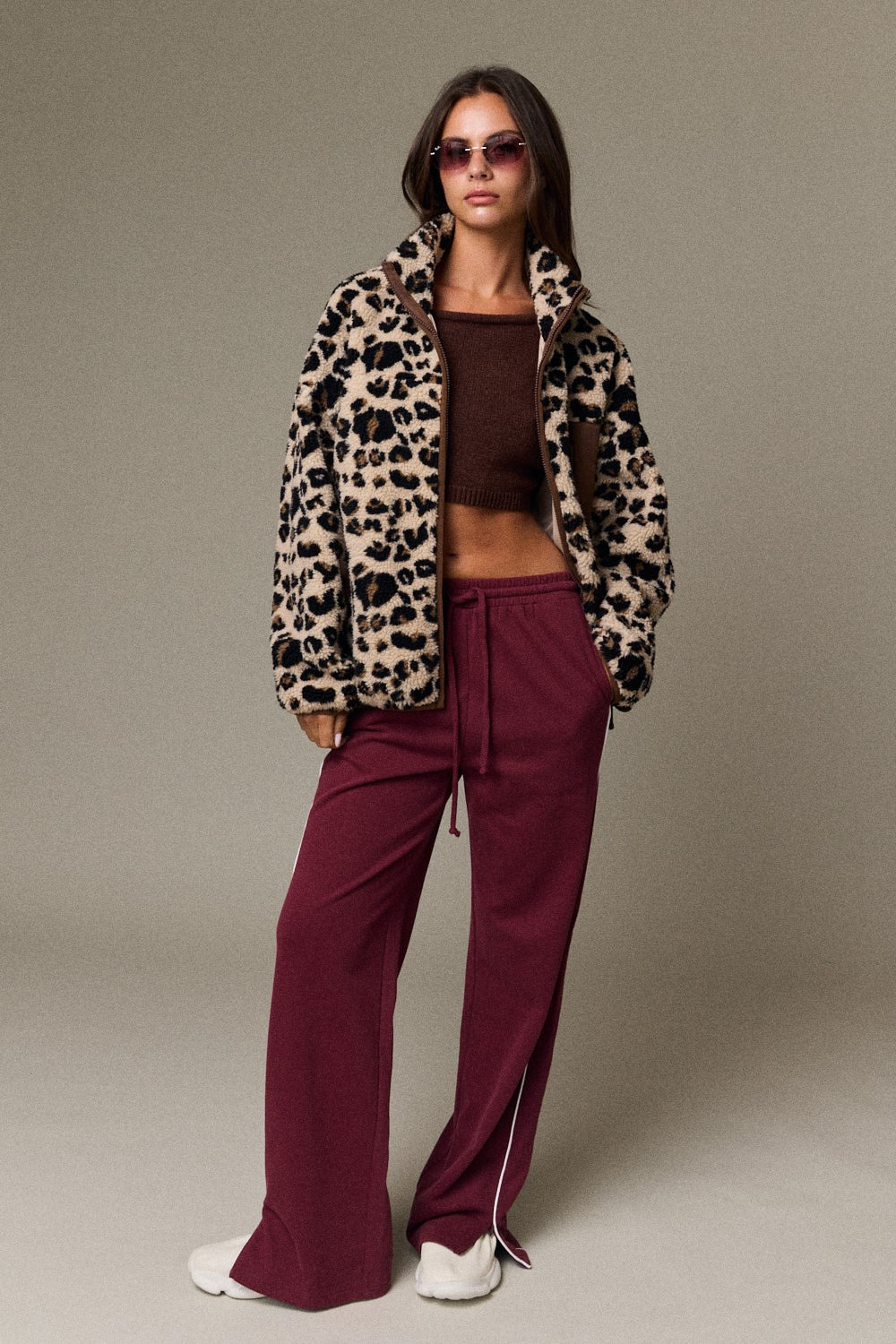 Emery Leopard Print Fleece Jacket