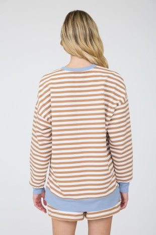 Striped Boxy Contrast Knit Top & Short Set