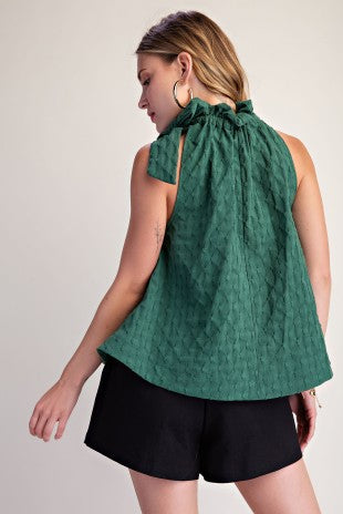 Green Ruffle Neck Halter Top