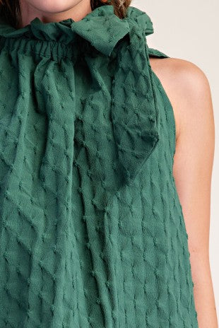 Green Ruffle Neck Halter Top