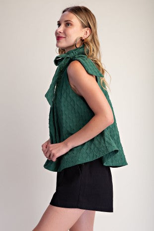 Green Ruffle Neck Halter Top