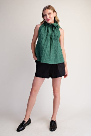 Green Ruffle Neck Halter Top