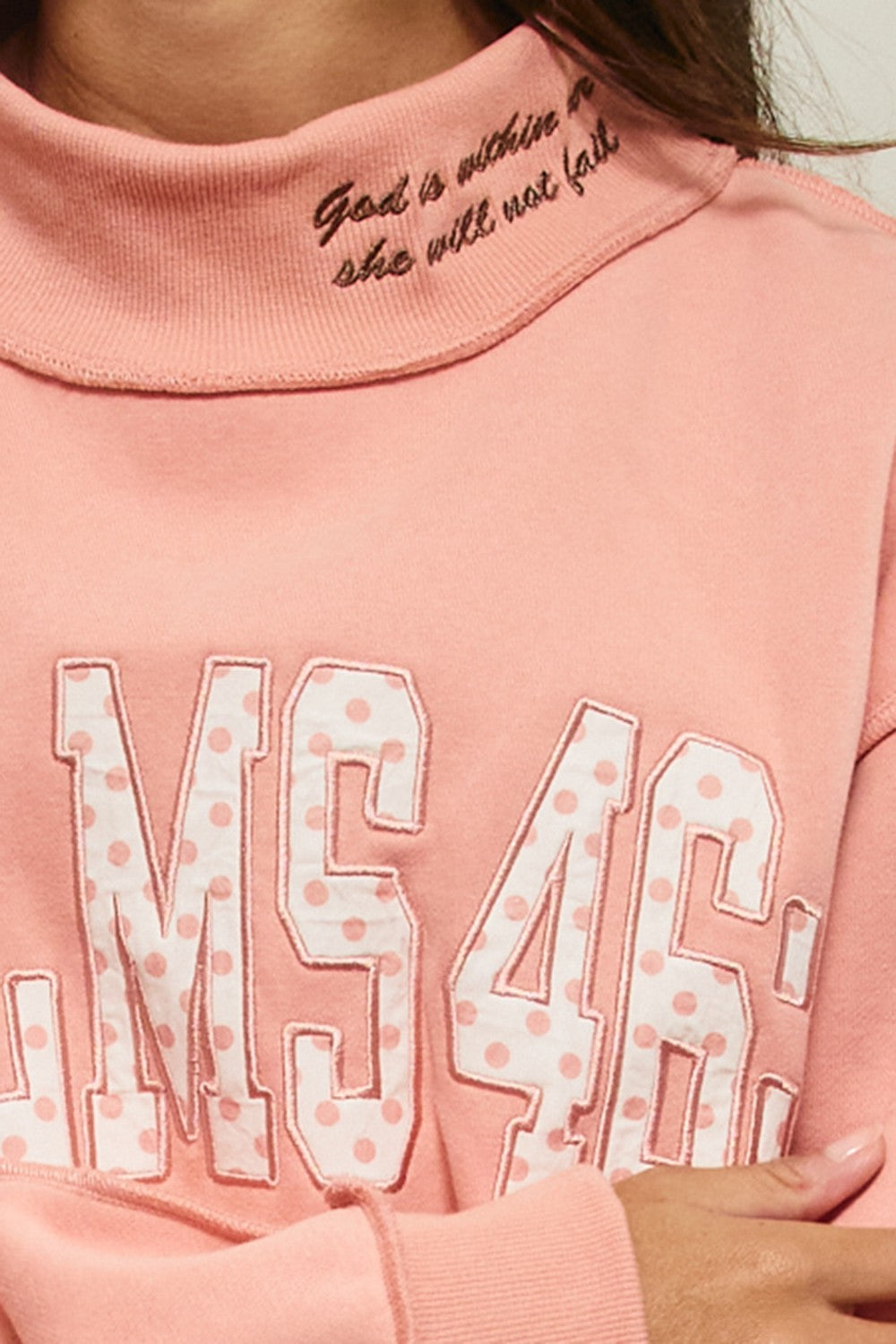 Psalms 46:5 Embroidered Mock Neck Pullover