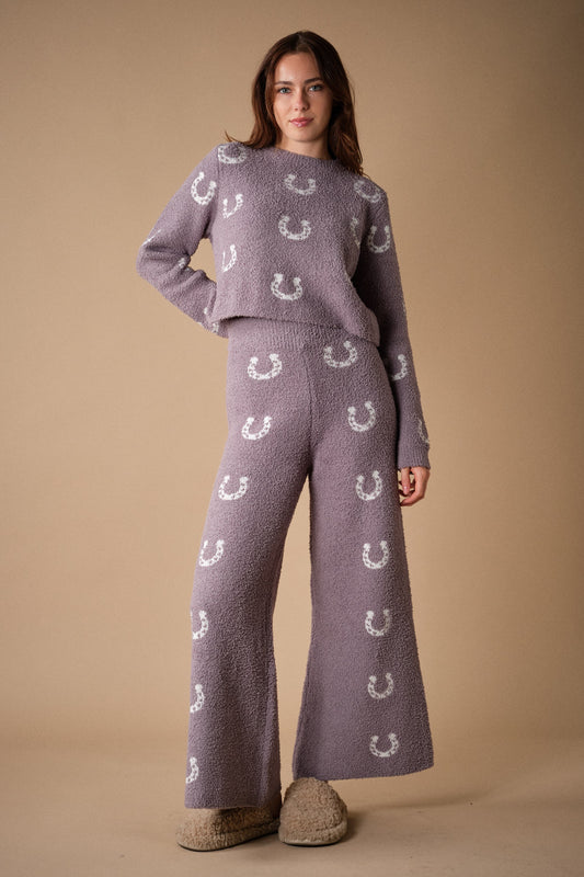 Cozy Horseshoe Knit Pants Set