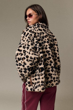 Emery Leopard Print Fleece Jacket