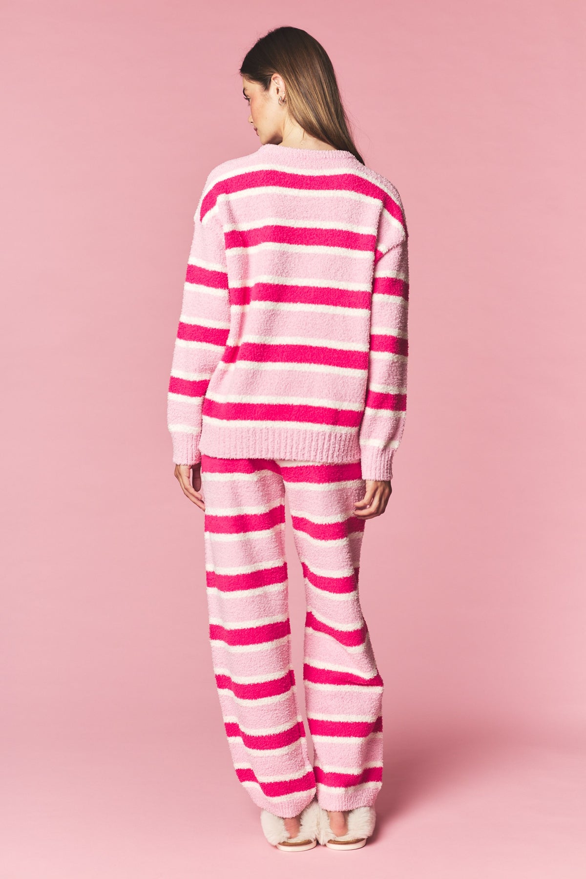 Cozy Stripe Eyelash Knit Lounge Set