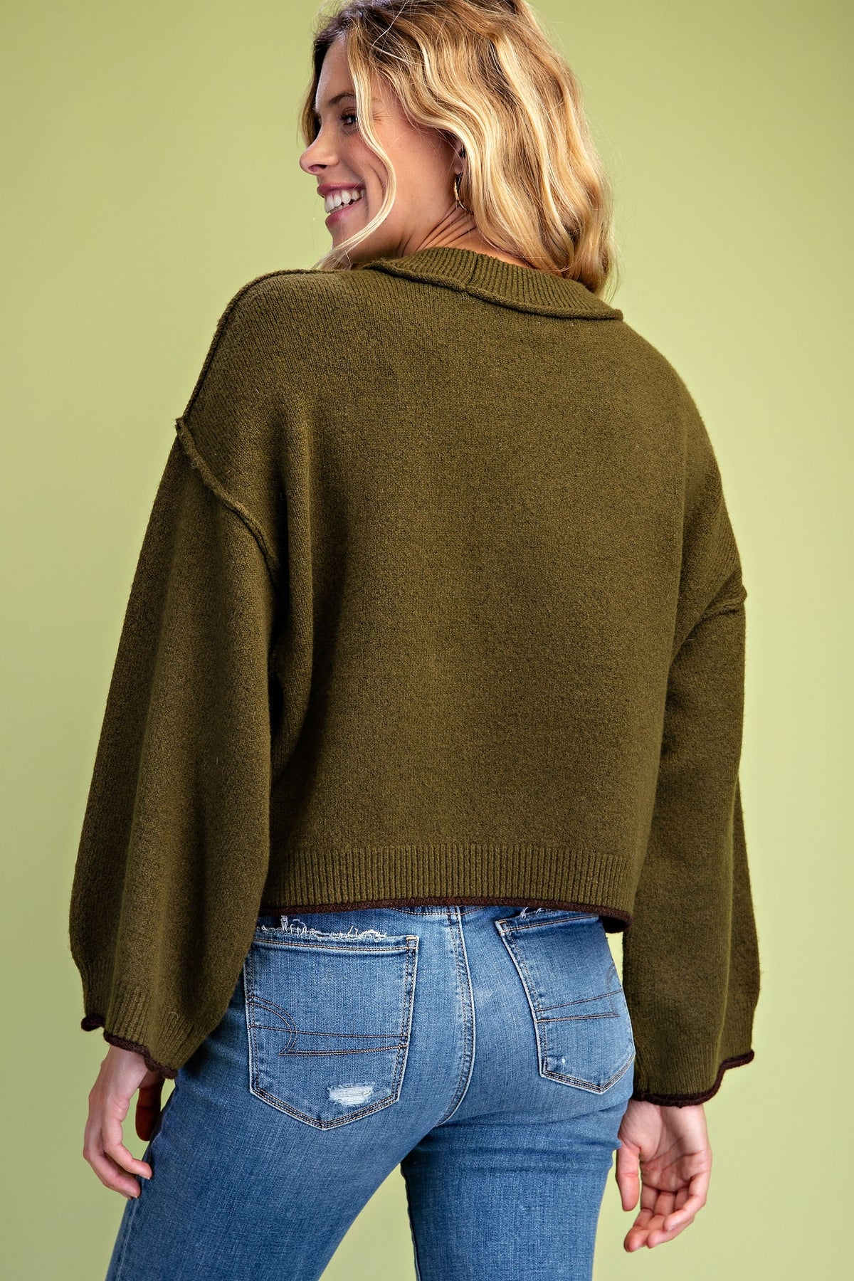Horseback Cowboy Teddy Bear Sweater- Olive