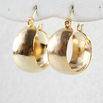 Gold Weave Imprint Hoop Earrings