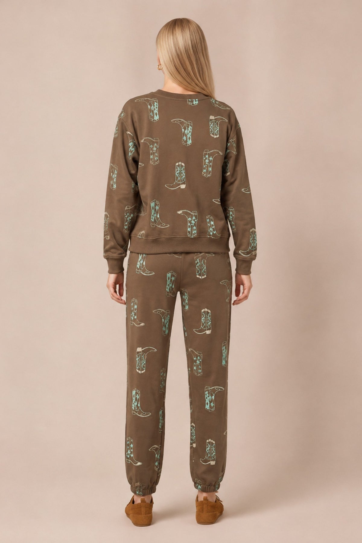 Cowboy Boot Print Sweatpants Set