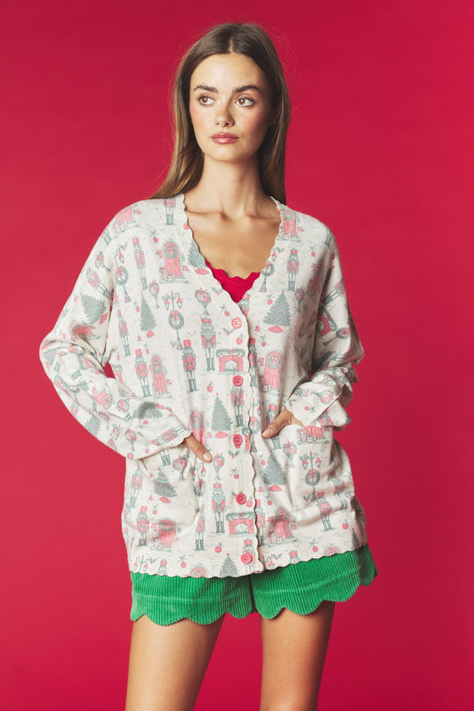 Christmas Nutcracker Print Cardigan