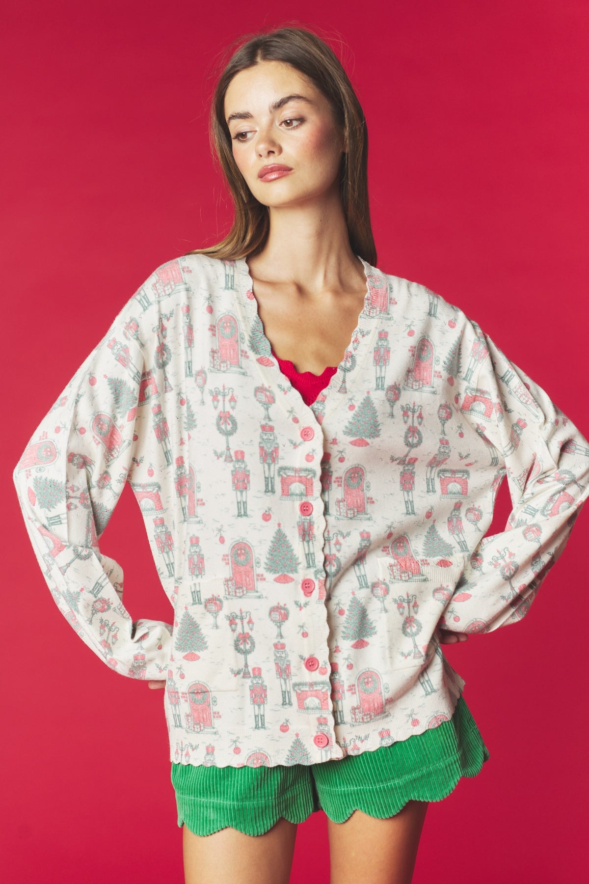 Christmas Nutcracker Print Cardigan