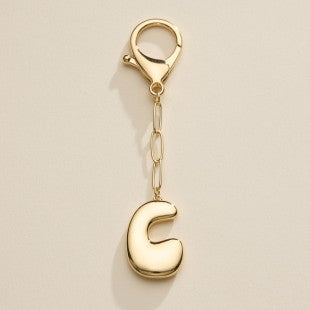 Gold Plated Bubble Letter Initial Keychain