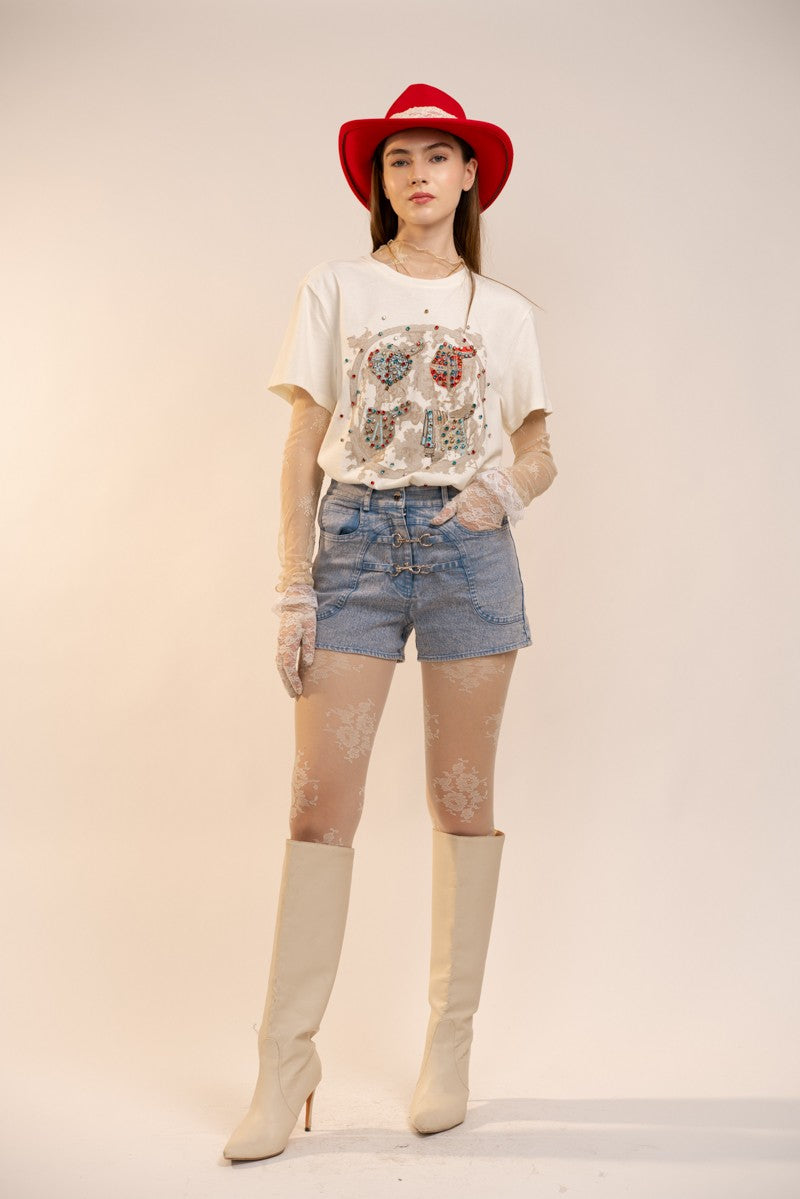 Vintage Embellished Saddle T-Shirt