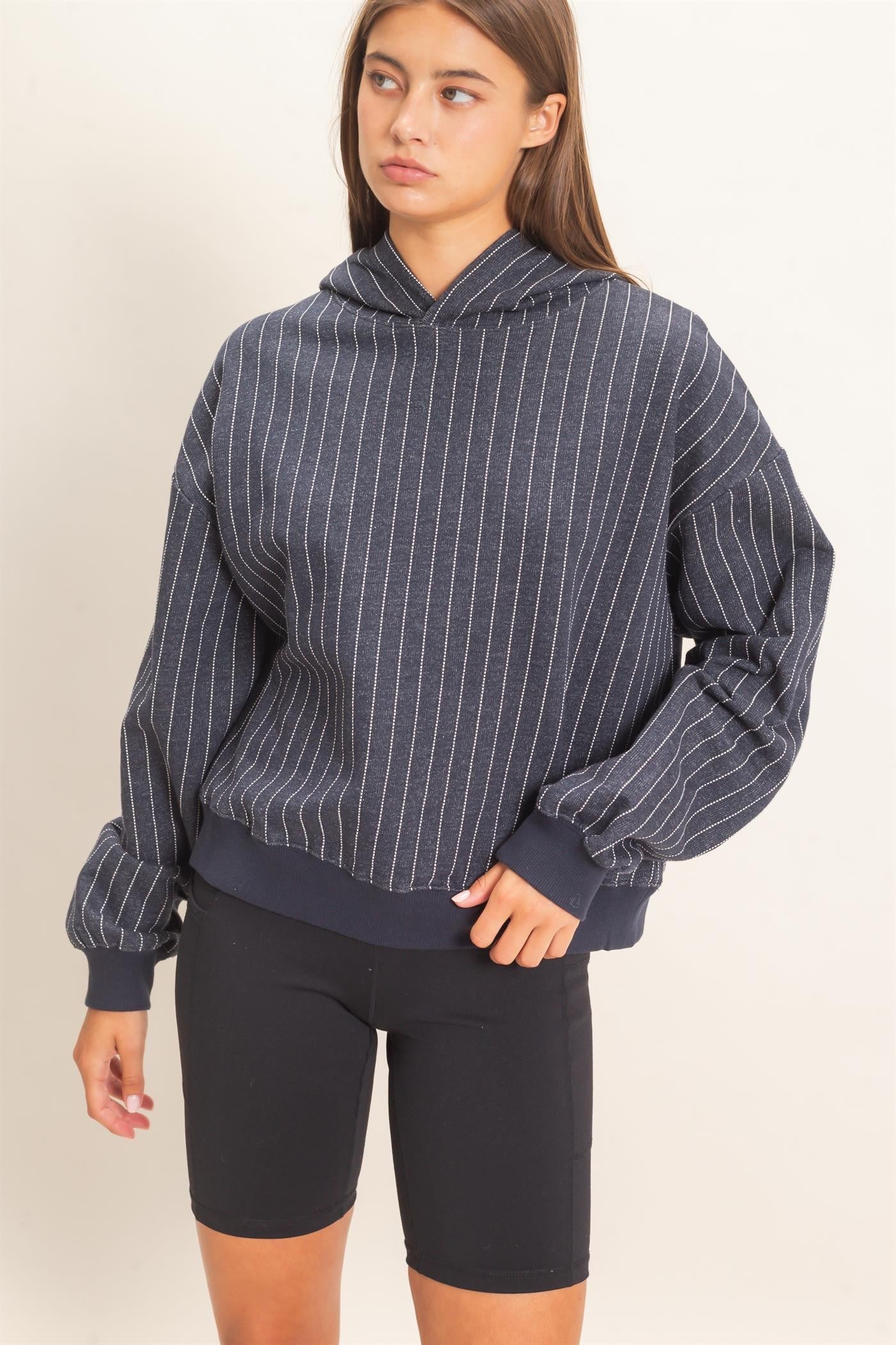 Pinstripe French Terry Hoodie
