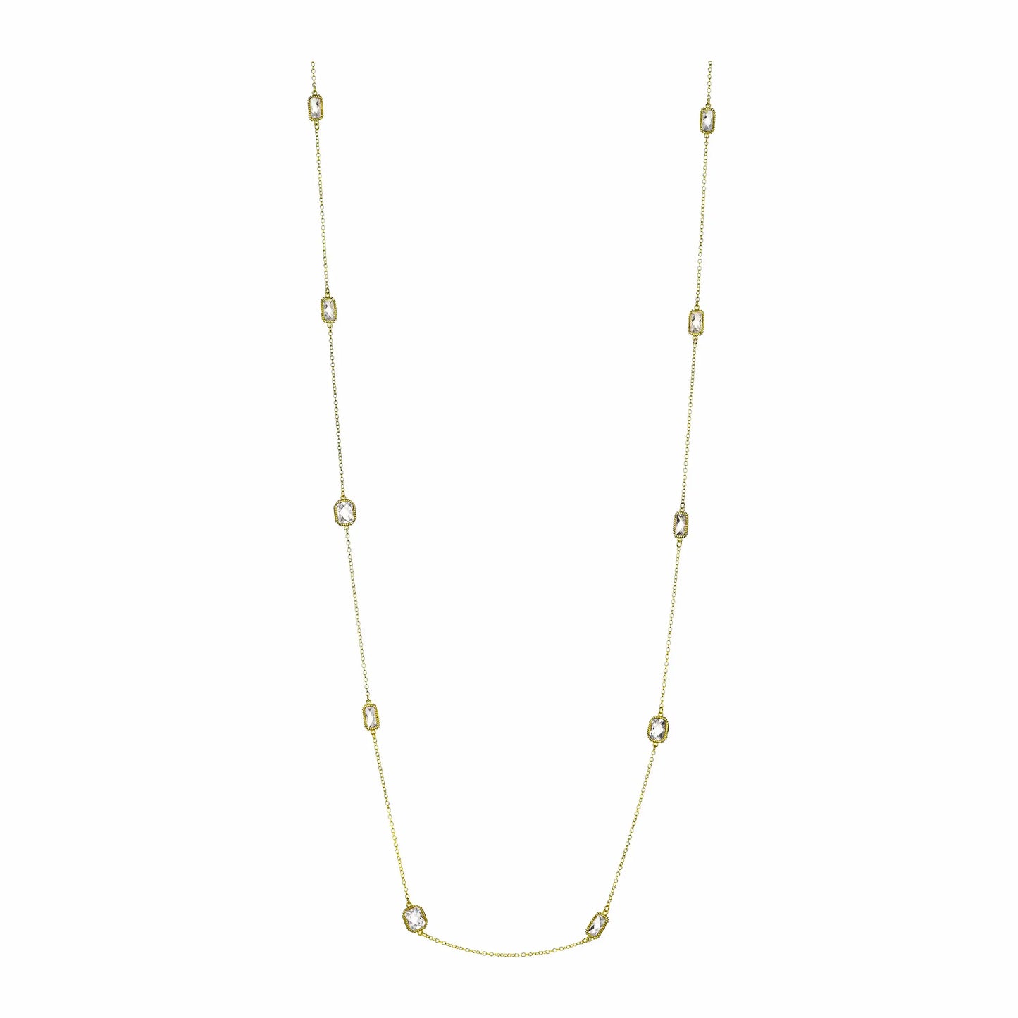 36" Gold & CZ Station Necklace