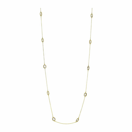 36" Gold & CZ Station Necklace