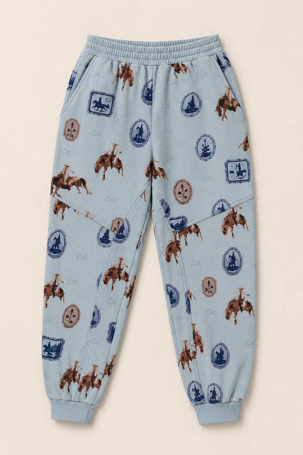 Blue Western Sweatshirt Jogger Set
