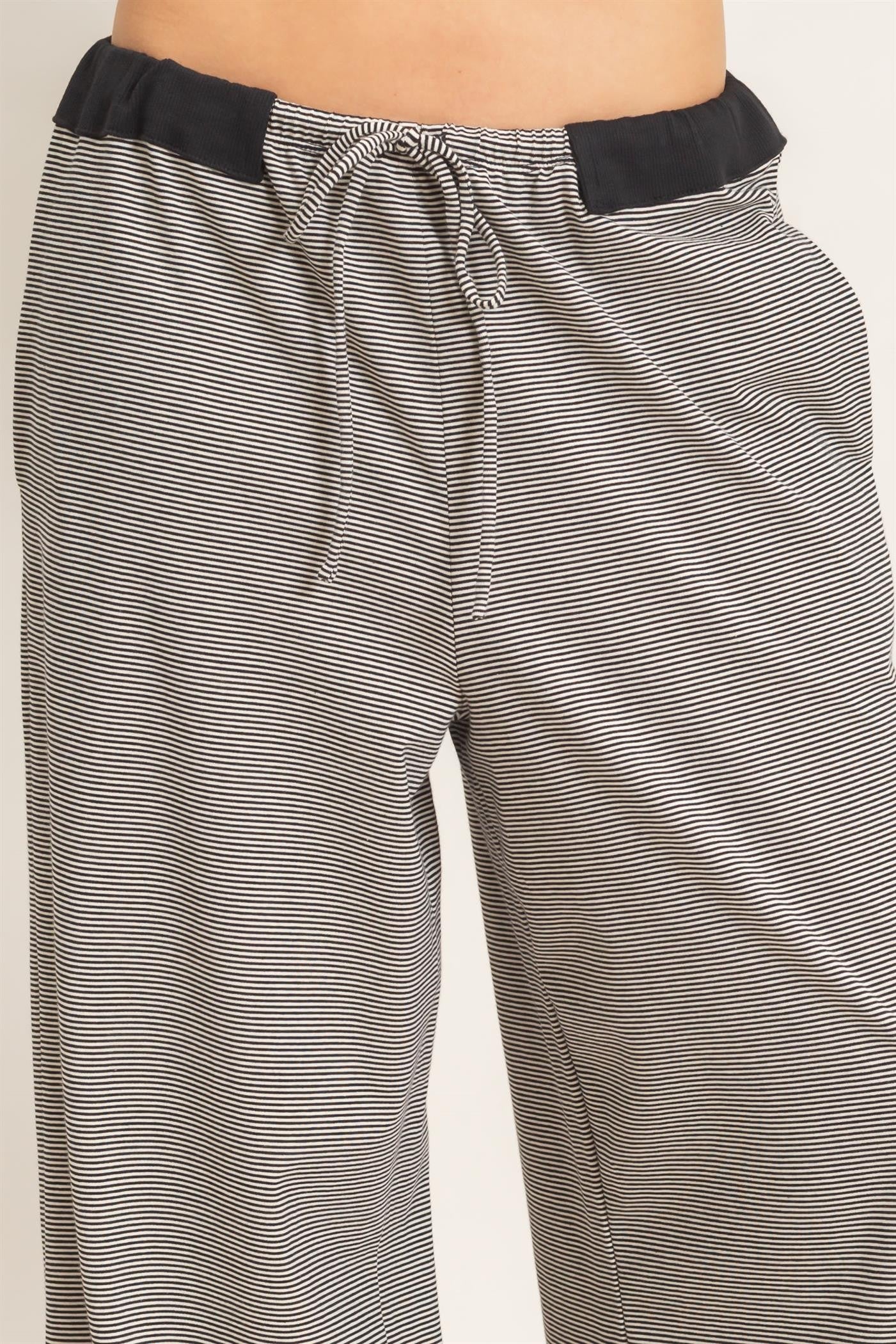 Black Thin Striped Wide Leg Pants