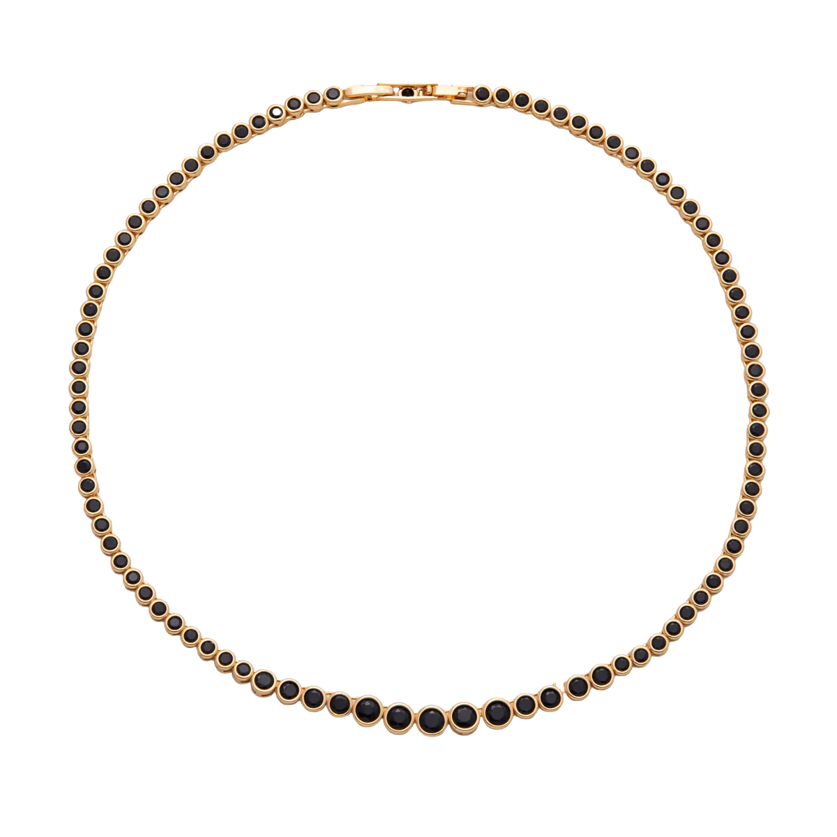 Black CZ Round Bezel Gradient Tennis Chain 16"