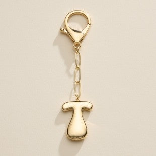 Gold Plated Bubble Letter Initial Keychain