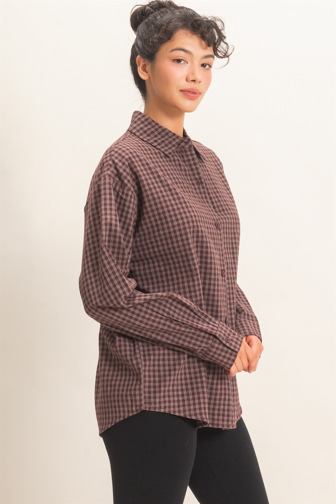 Brown Plaid Button Up Shirt