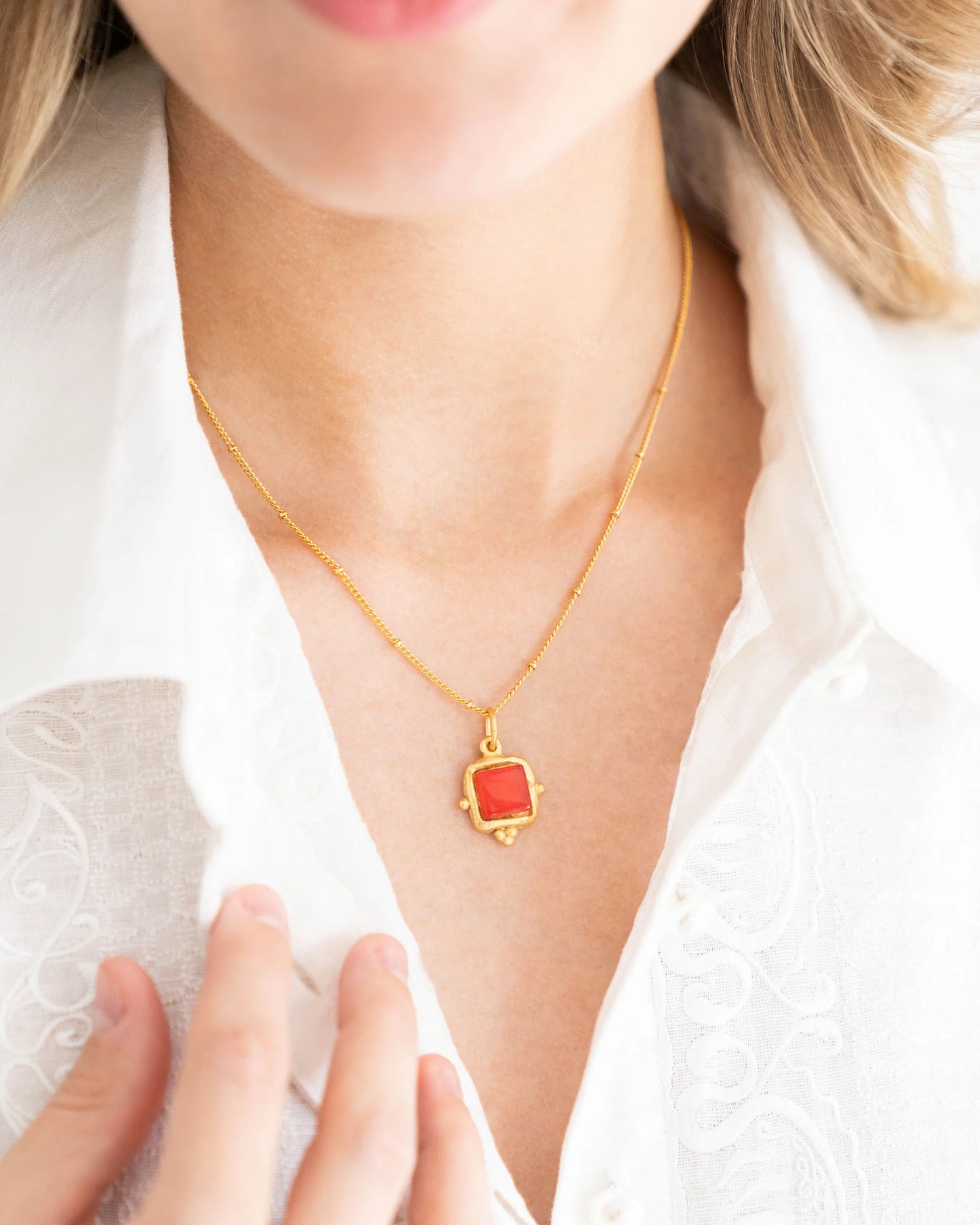 Susan Shaw Charlotte Dainty Red Stone Necklace