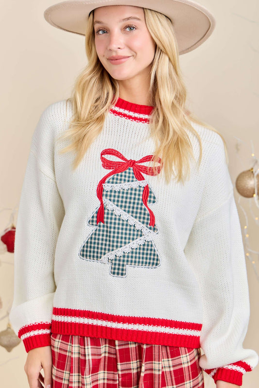 Plaid Tree Knit Sweater