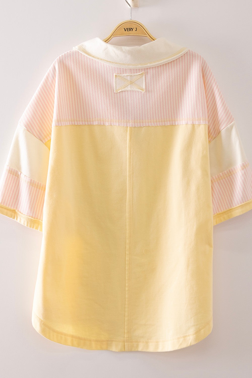 Yellow Oversized Half Sleeve Casual Knit Top