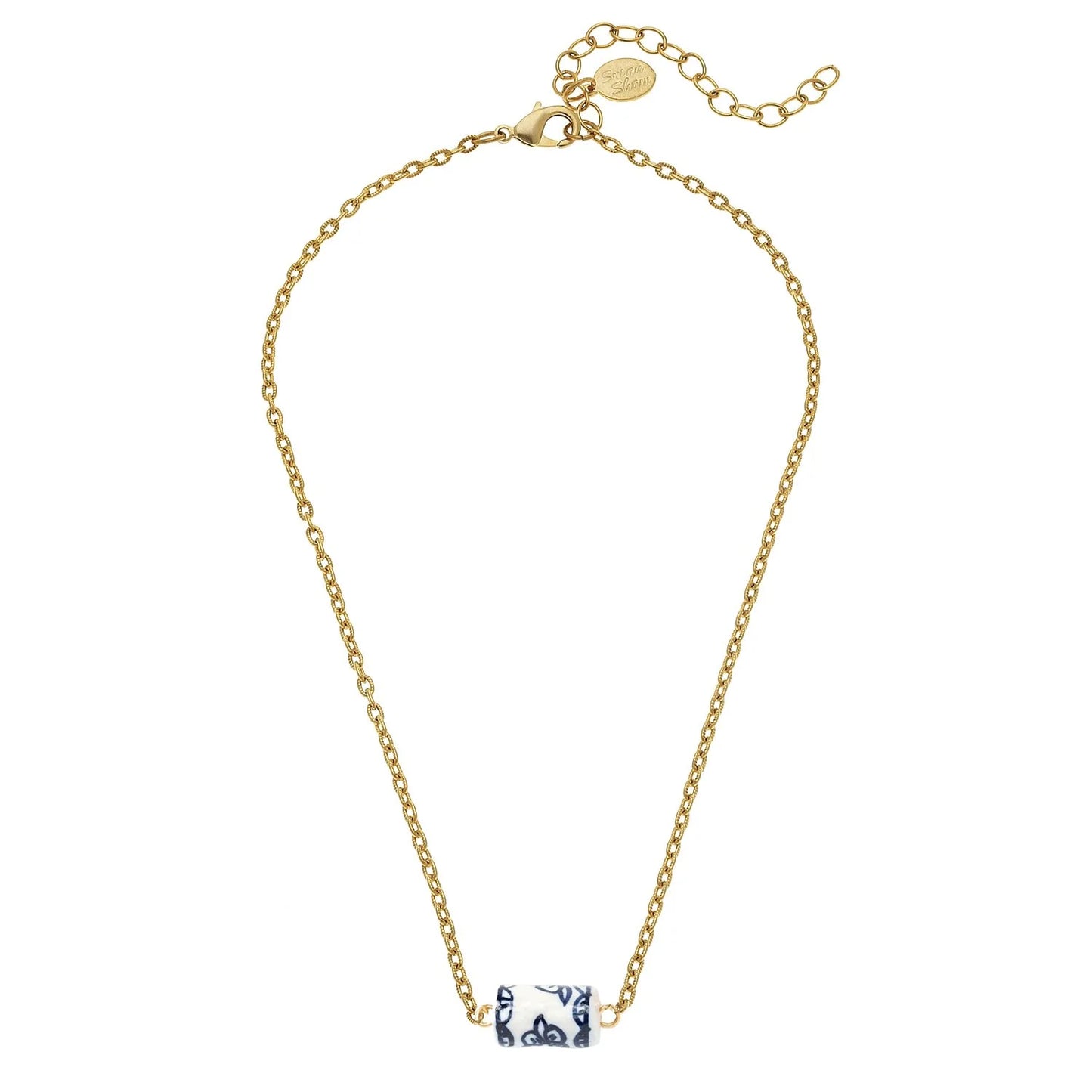 Susan Shaw Blue & White Allie Spool Necklace