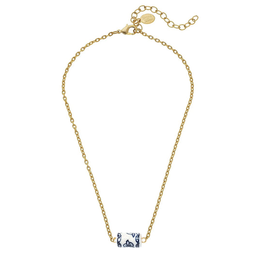 Susan Shaw Blue & White Allie Spool Necklace