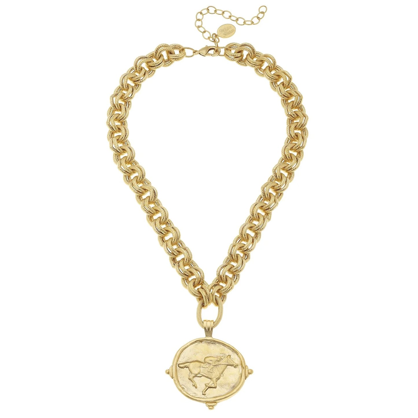 Gold Intaglio Race Horse Necklace