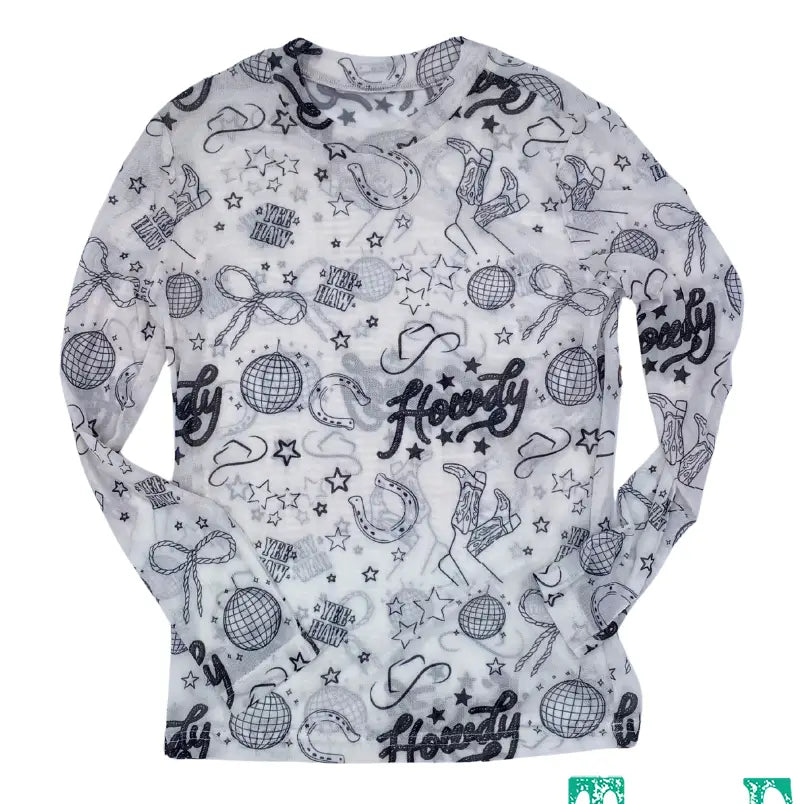 Girls Disco Howdy Mesh Top