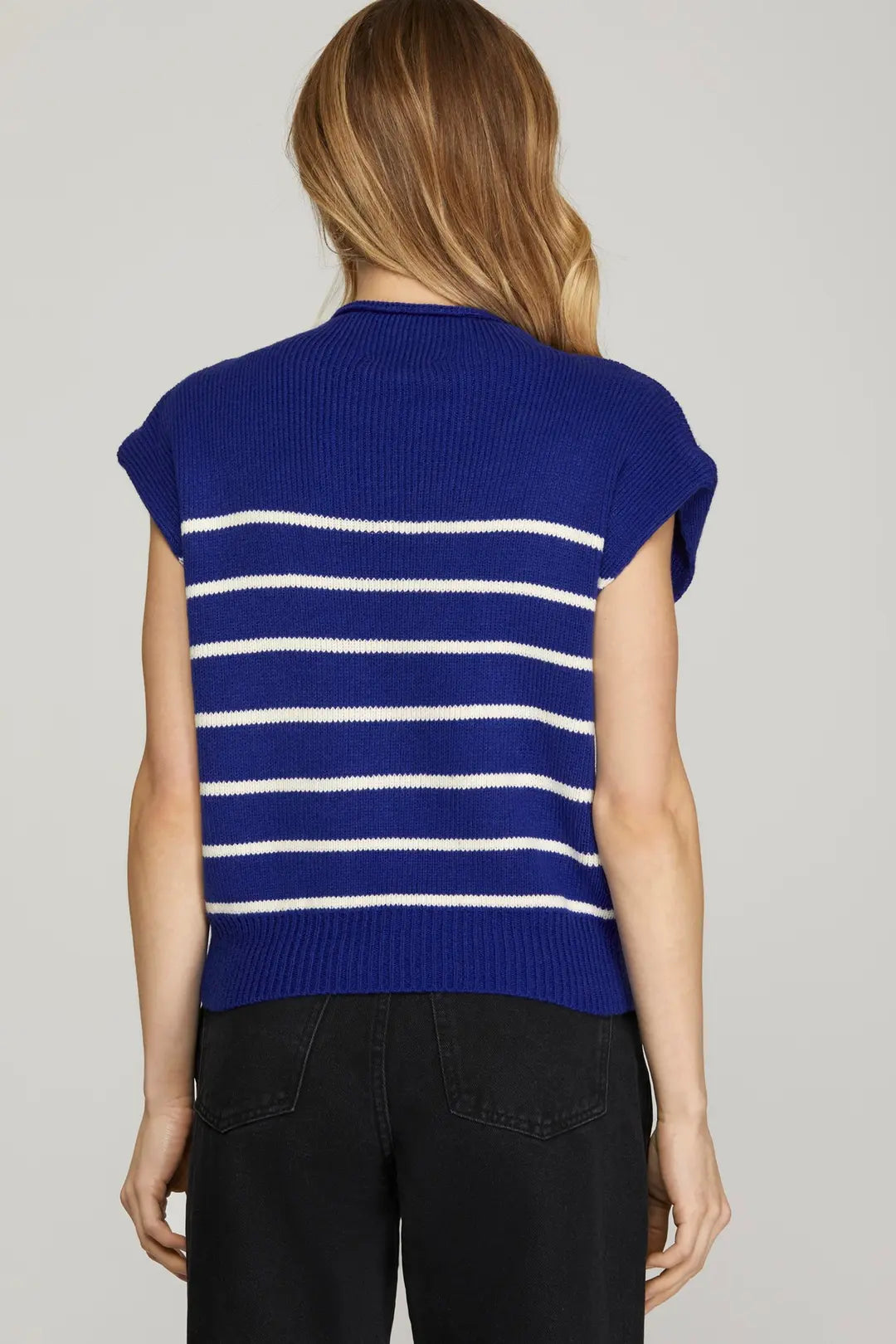Royal Blue Striped Sweater Vest