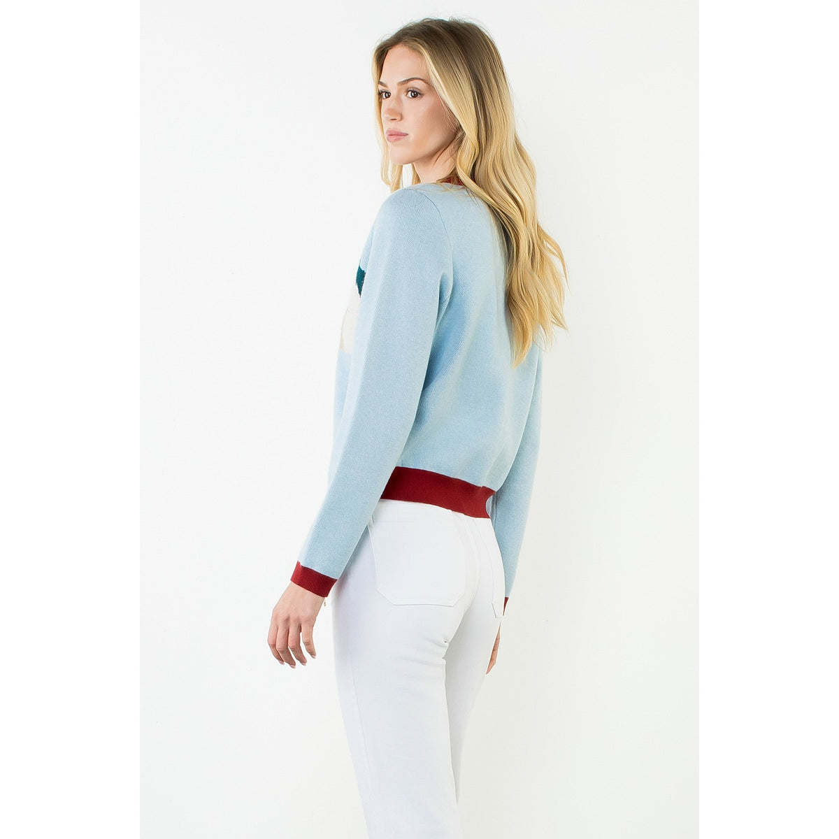 Lt Blue Double Horse Knit Cardigan