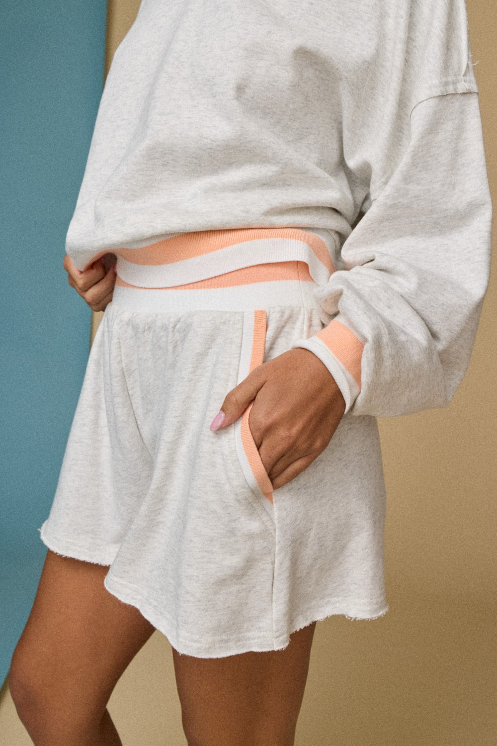 Striped Band V-Neck & Short Set