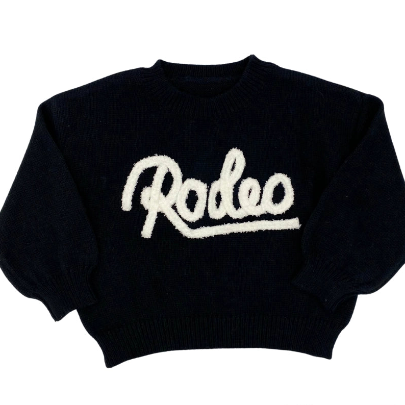 Girls Chenille Rodeo Black Sweater