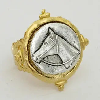 Susan Shaw Gold and Silver Intaglio Horse Adjustable Ring