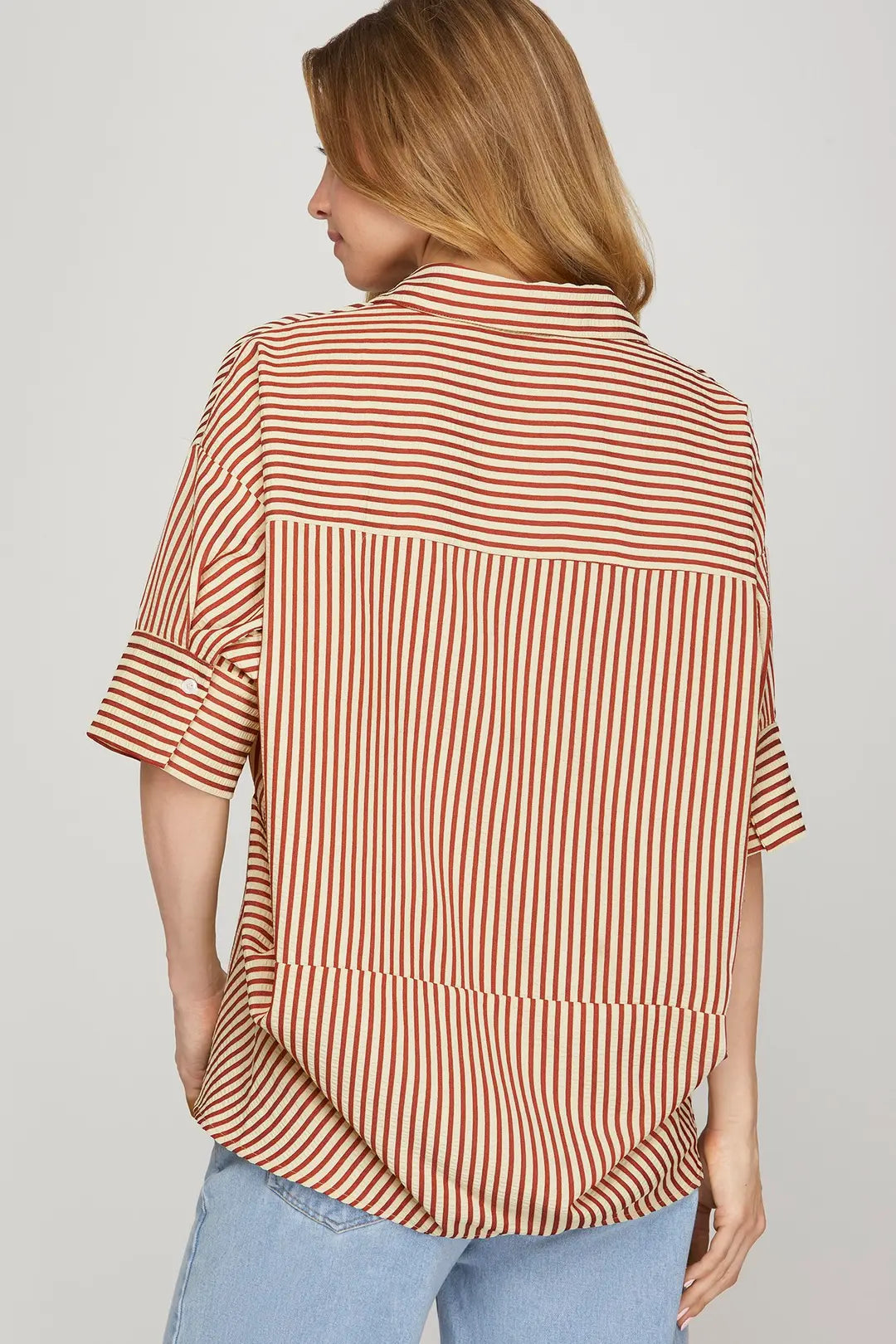 Brick Striped Short Sleeve Top