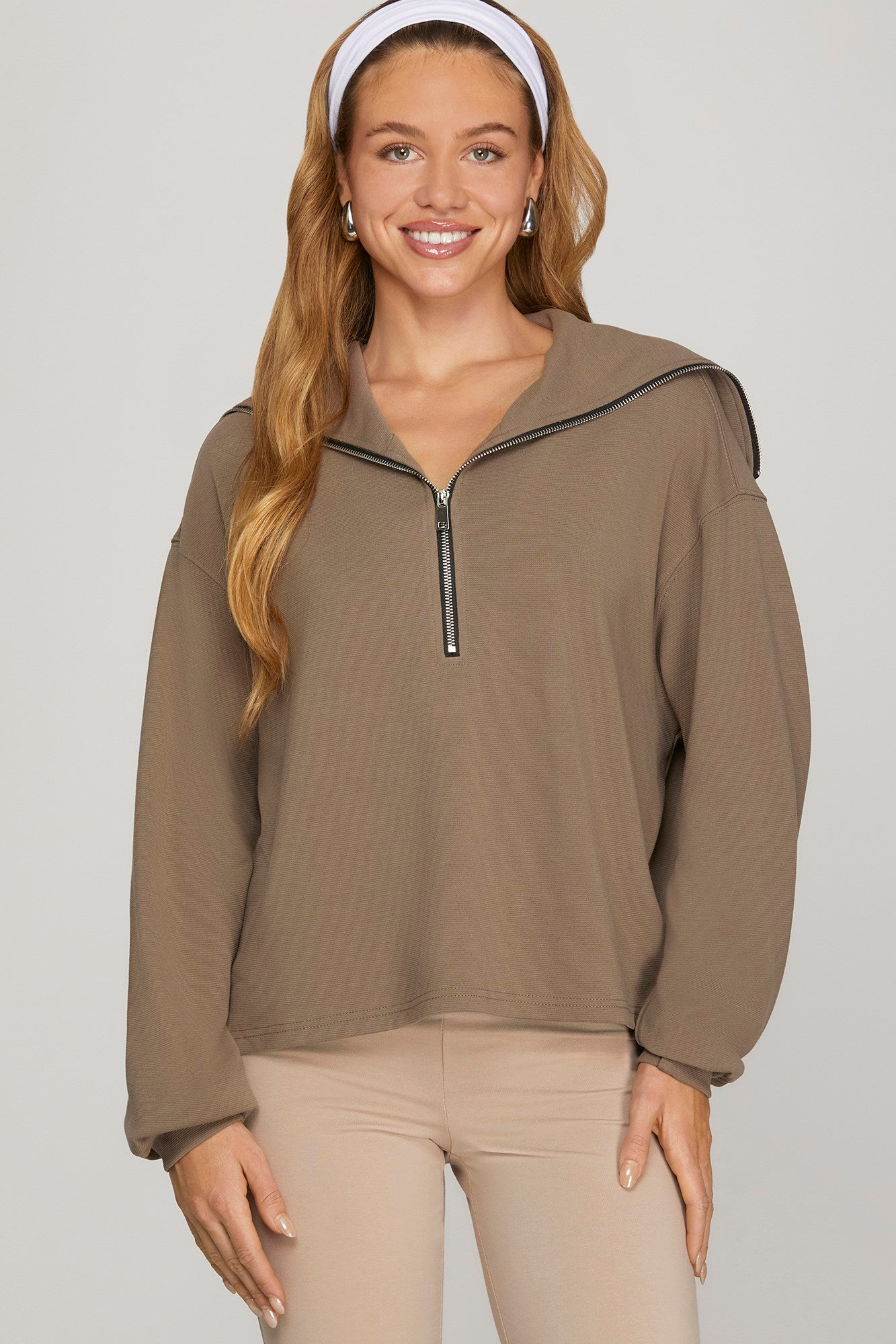 Mocha Sailor Collar Sweatshirt & Pant Set